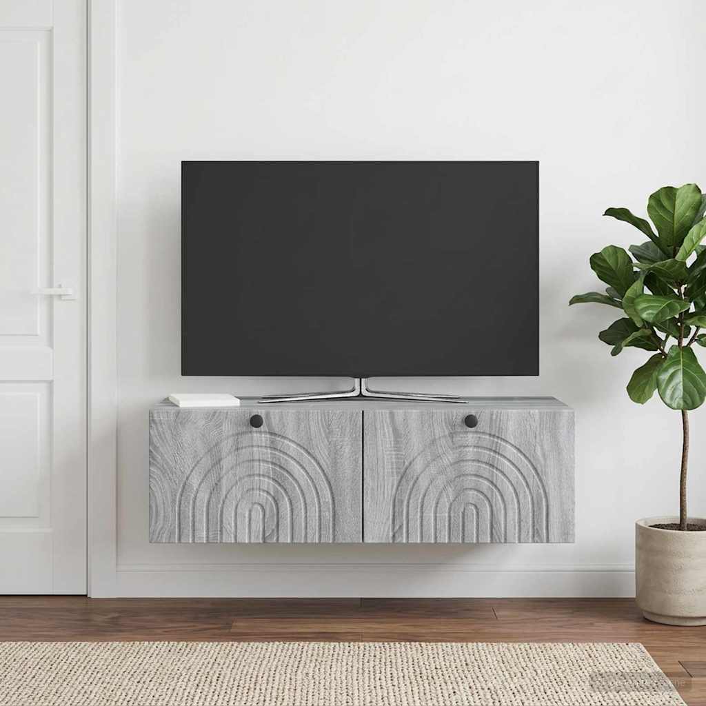 vidaXL Szafka RTV montowana na ścianie Szary Sonoma 99 x 41 x 30 cm