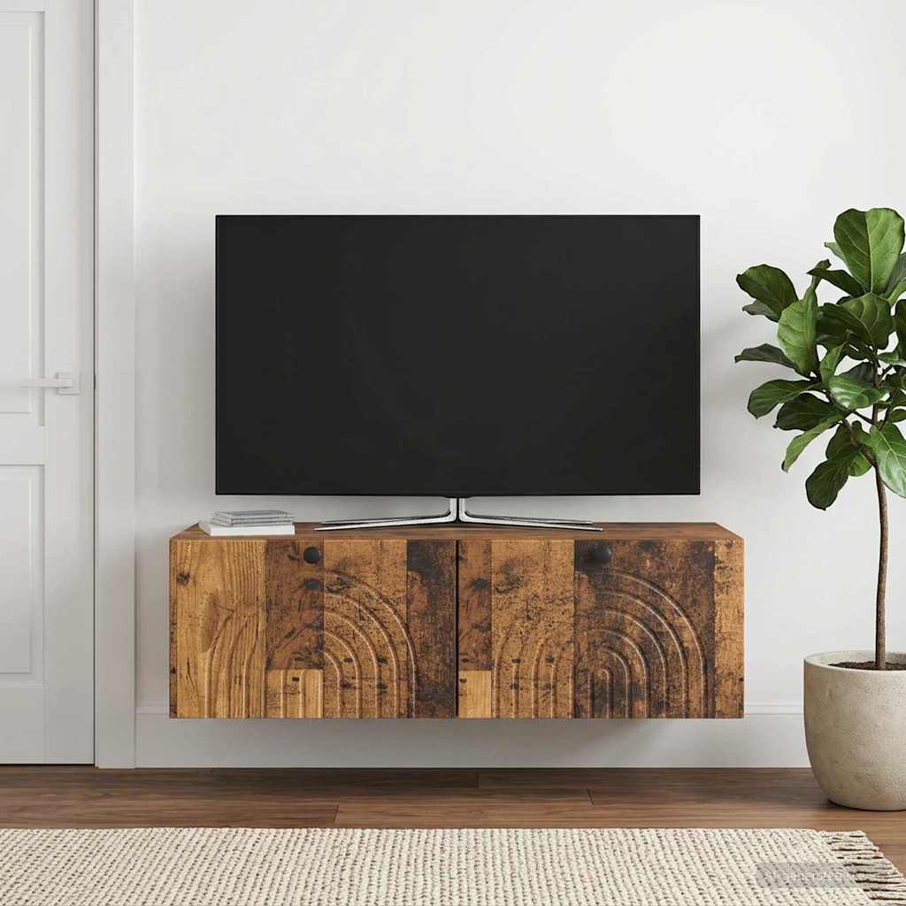 vidaXL Szafka RTV montowana na ścianie Stare drewno 99 x 41 x 30 cm