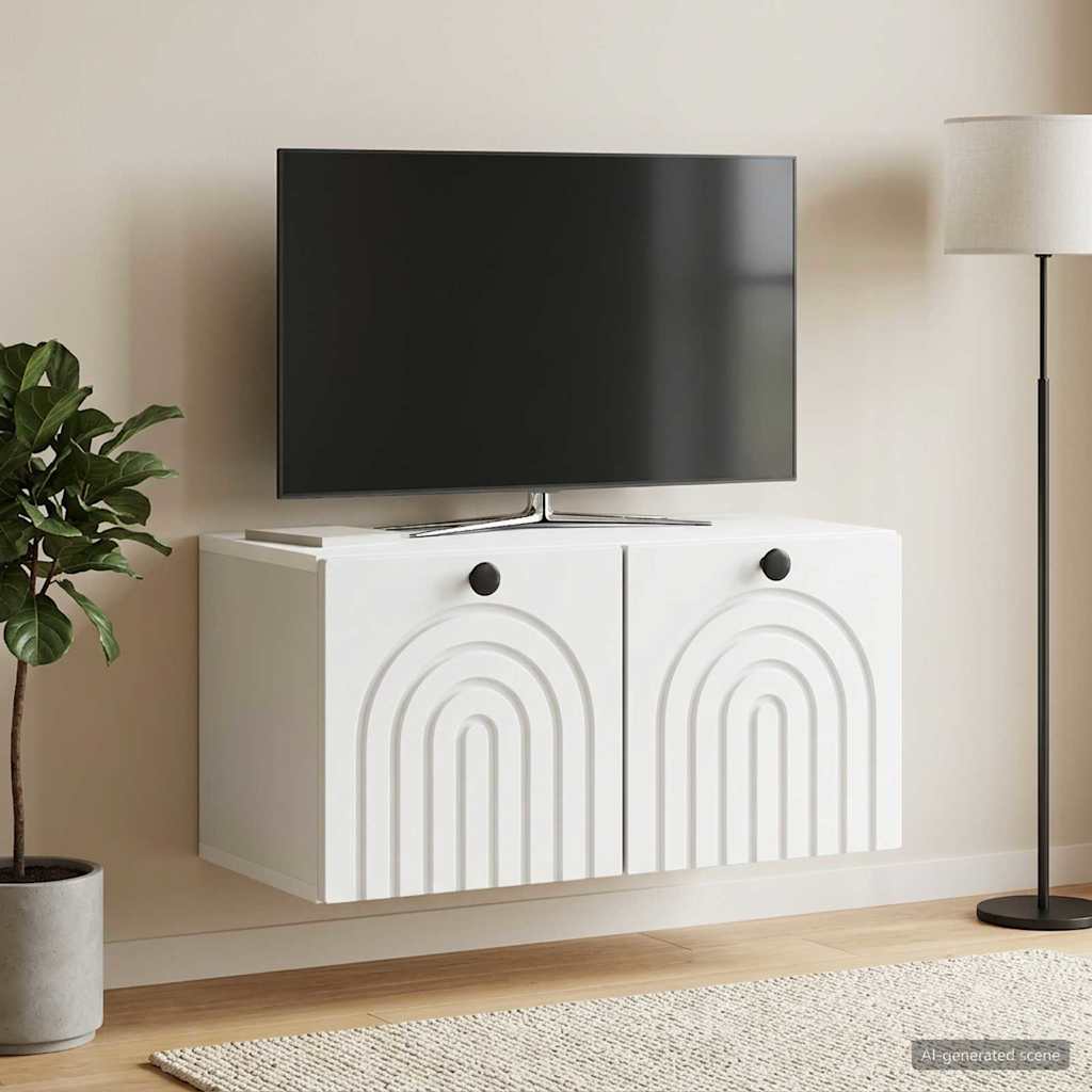 vidaXL Szafka RTV montowana na ścianie Biały 59,5 x 31 x 30 cm
