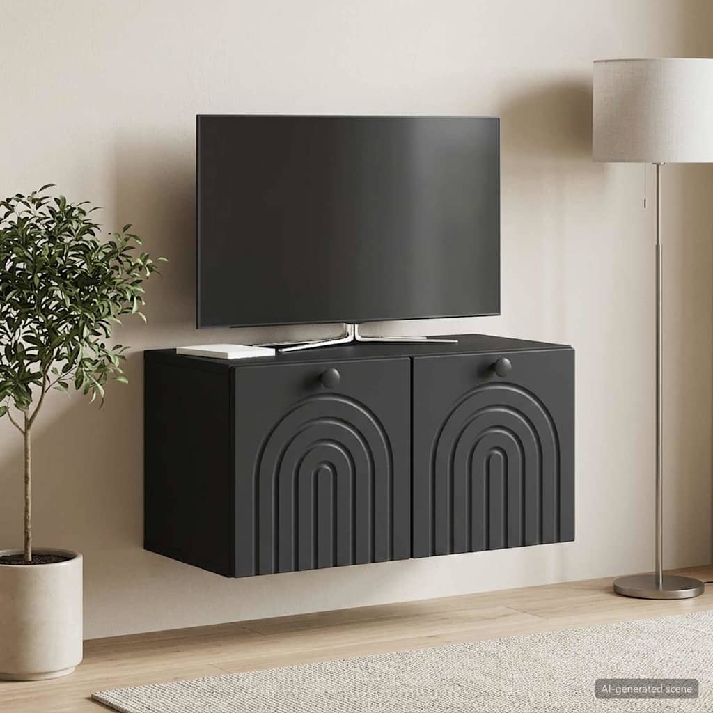 vidaXL Szafka RTV montowana na ścianie Czarny 59,5 x 31 x 30 cm