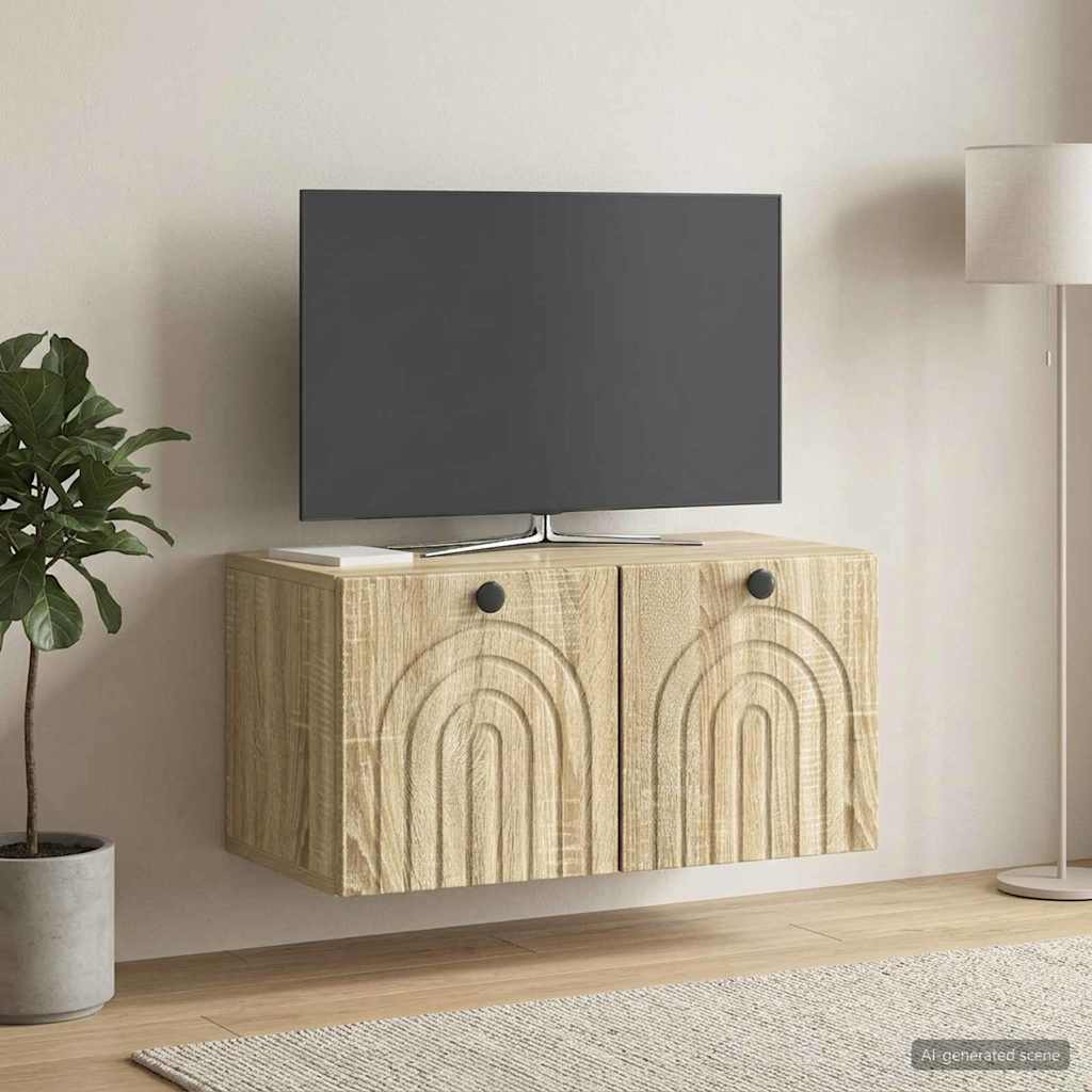 vidaXL Szafka RTV montowana na ścianie dąb Sonoma 59,5 x 31 x 30 cm
