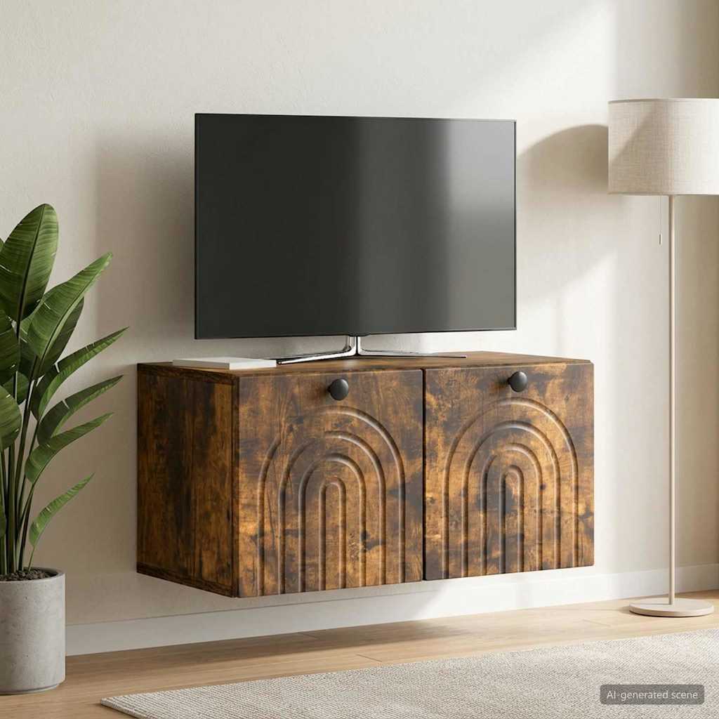 vidaXL Szafka RTV montowana na ścianie Dąb wędzony 59,5 x 31 x 30 cm