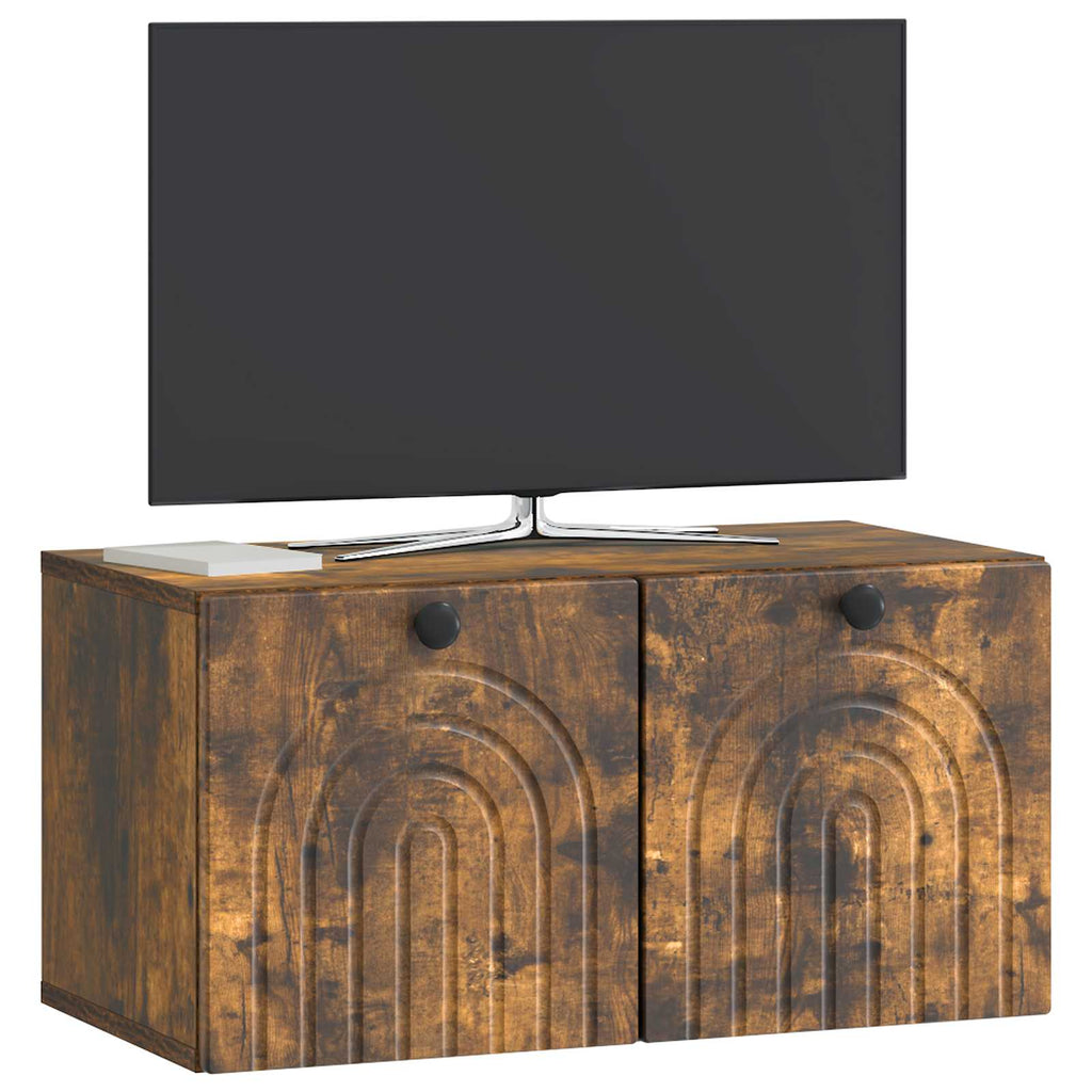 vidaXL Szafka RTV montowana na ścianie Dąb wędzony 59,5 x 31 x 30 cm