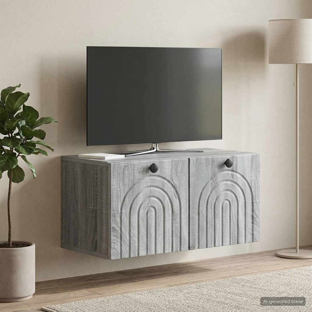vidaXL Szafka RTV montowana na ścianie Szary Sonoma 59,5 x 31 x 30 cm