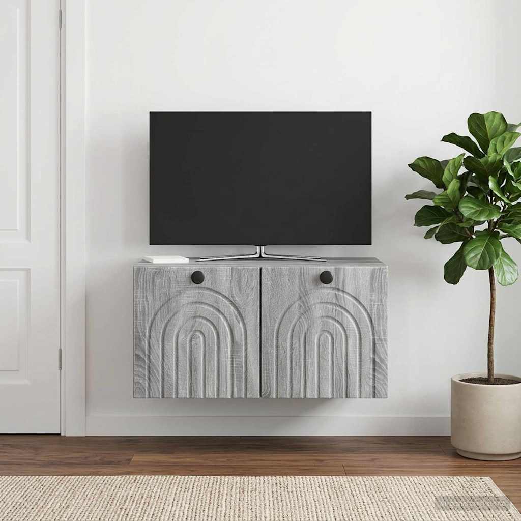 vidaXL Szafka RTV montowana na ścianie Szary Sonoma 59,5 x 31 x 30 cm