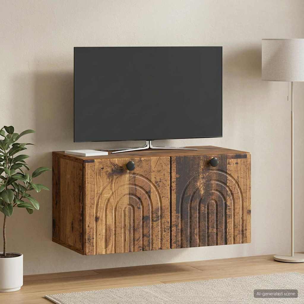 vidaXL Szafka RTV montowana na ścianie Stare drewno 59,5 x 31 x 30 cm