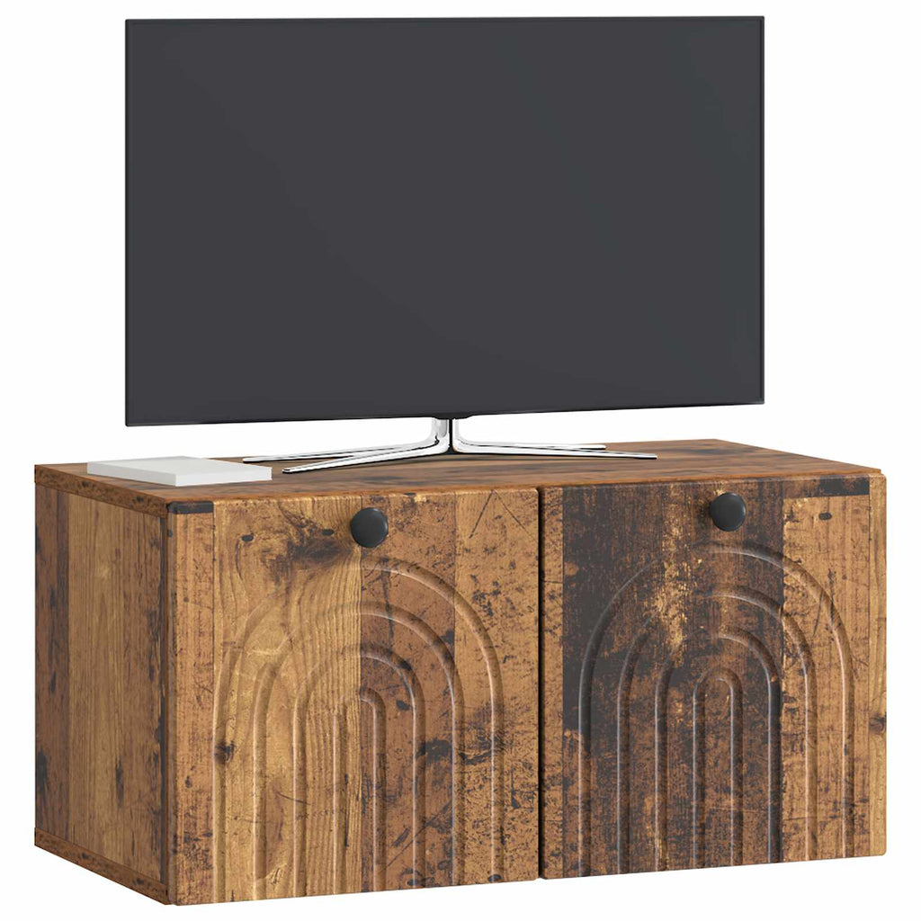 vidaXL Szafka RTV montowana na ścianie Stare drewno 59,5 x 31 x 30 cm