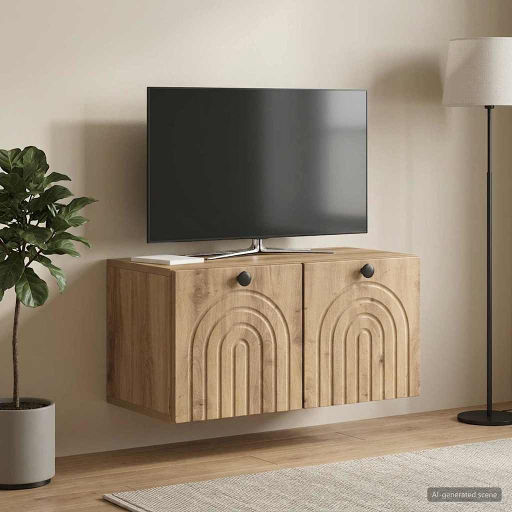 vidaXL Szafka RTV montowana na ścianie 59,5 x 31 x 30 cm Dąb artisan