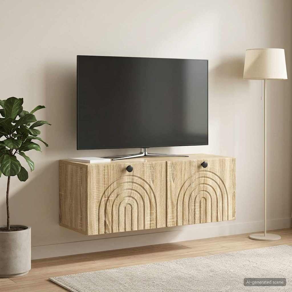 vidaXL Szafka RTV montowana na ścianie dąb Sonoma 78,5 x 31 x 30 cm
