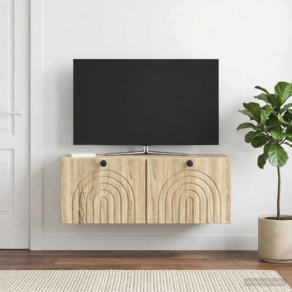 vidaXL Szafka RTV montowana na ścianie dąb Sonoma 78,5 x 31 x 30 cm