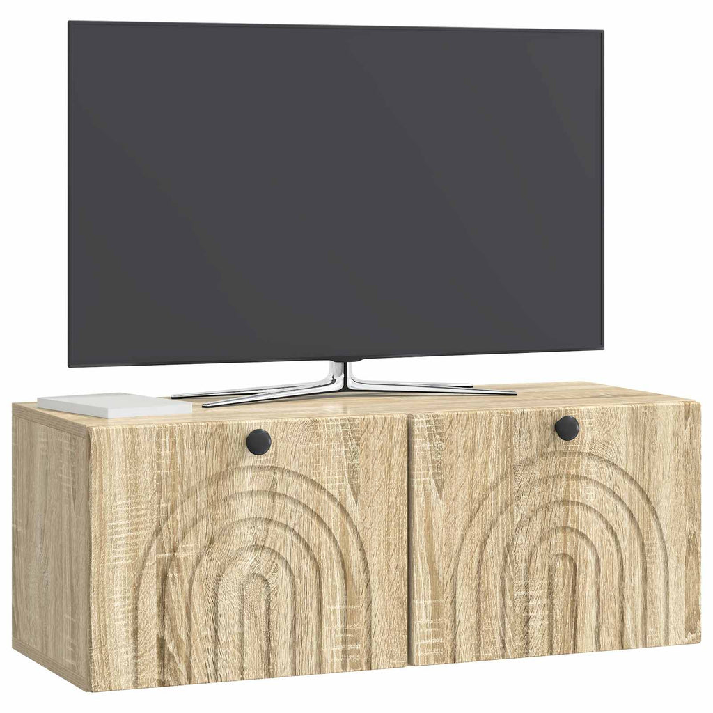 vidaXL Szafka RTV montowana na ścianie dąb Sonoma 78,5 x 31 x 30 cm