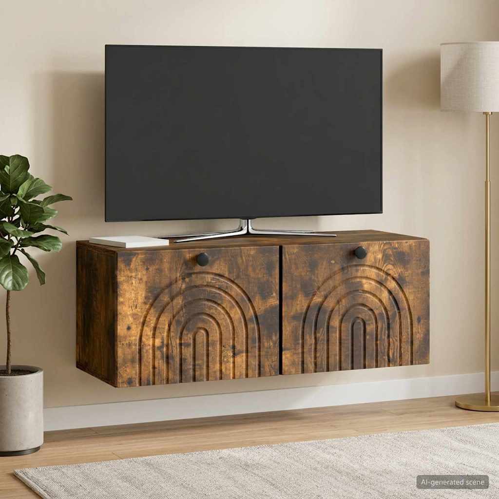 vidaXL Szafka RTV montowana na ścianie Dąb wędzony 78,5 x 31 x 30 cm