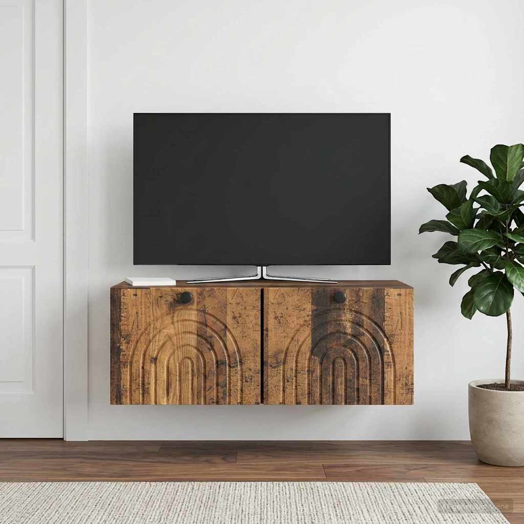 vidaXL Szafka RTV montowana na ścianie Stare drewno 78,5 x 31 x 30 cm