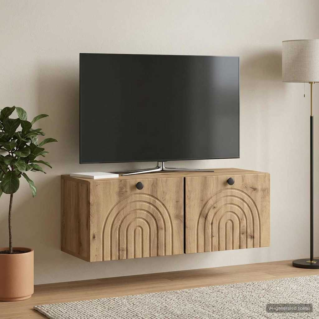 vidaXL Szafka RTV montowana na ścianie 78,5 x 31 x 30 cm Dąb artisan