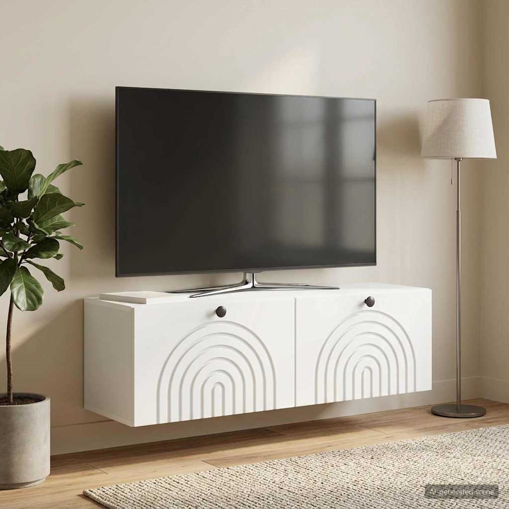 vidaXL Szafka RTV montowana na ścianie Biały 98 x 31 x 30 cm