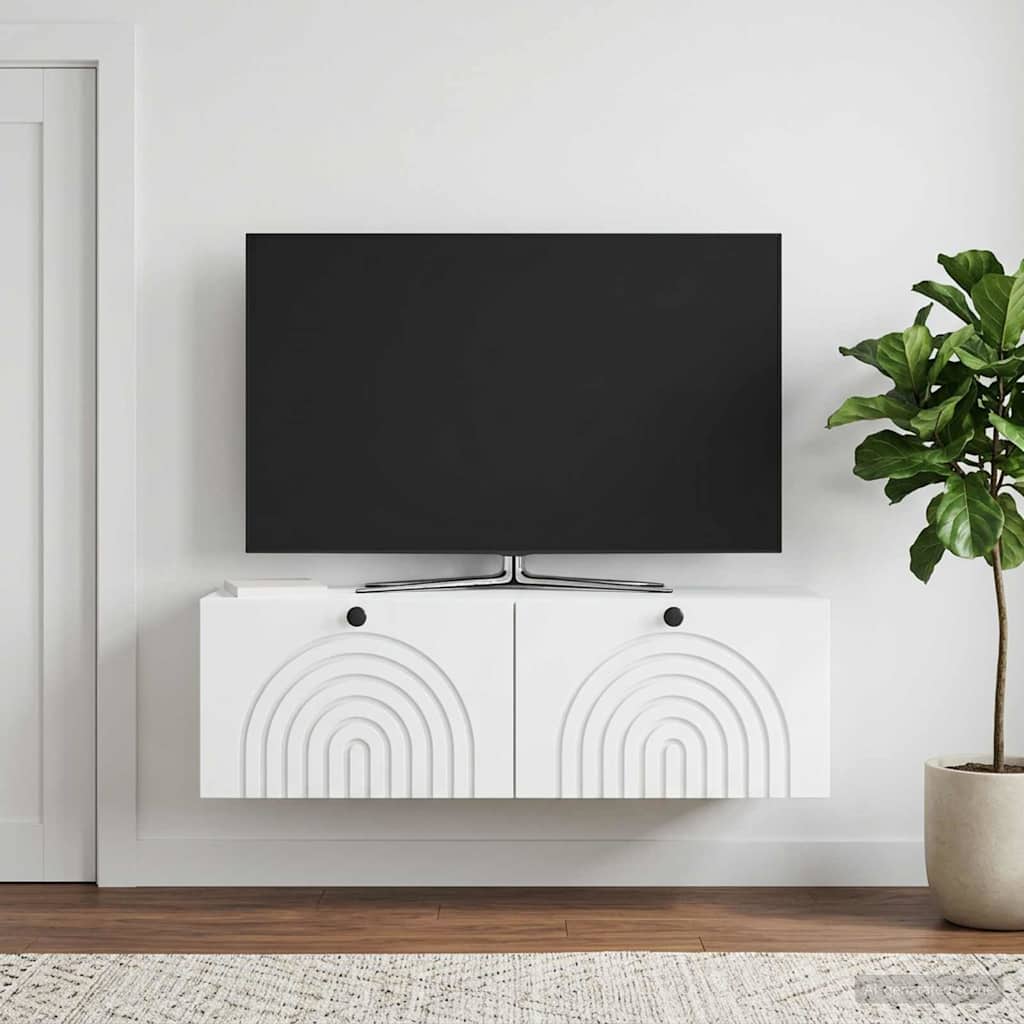 vidaXL Szafka RTV montowana na ścianie Biały 98 x 31 x 30 cm