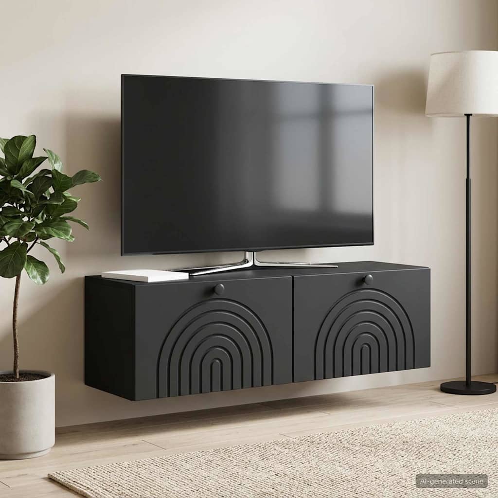 vidaXL Szafka RTV montowana na ścianie Czarny 98 x 31 x 30 cm