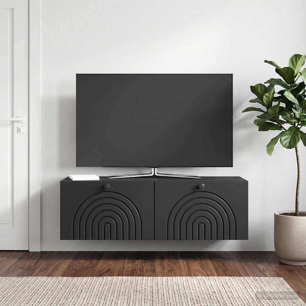 vidaXL Szafka RTV montowana na ścianie Czarny 98 x 31 x 30 cm