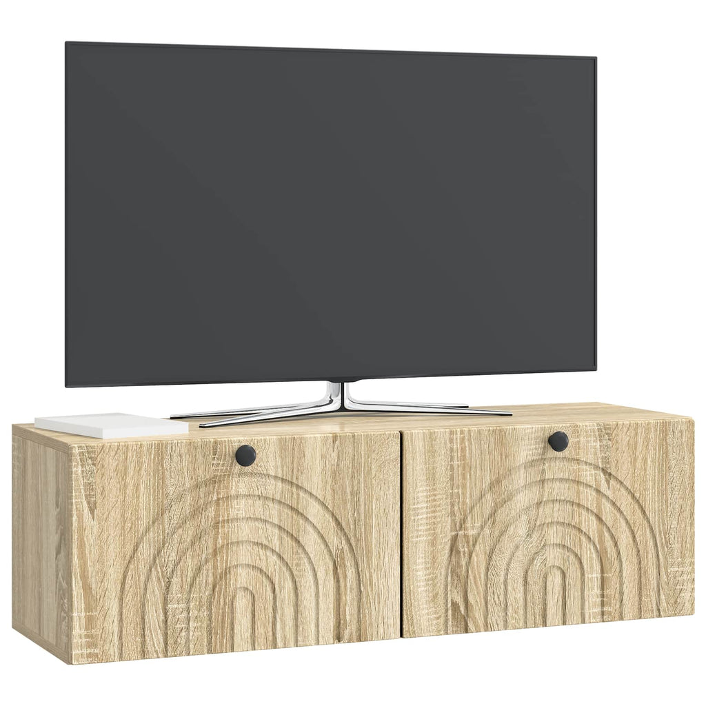 vidaXL Szafka RTV montowana na ścianie dąb Sonoma 98 x 31 x 30 cm