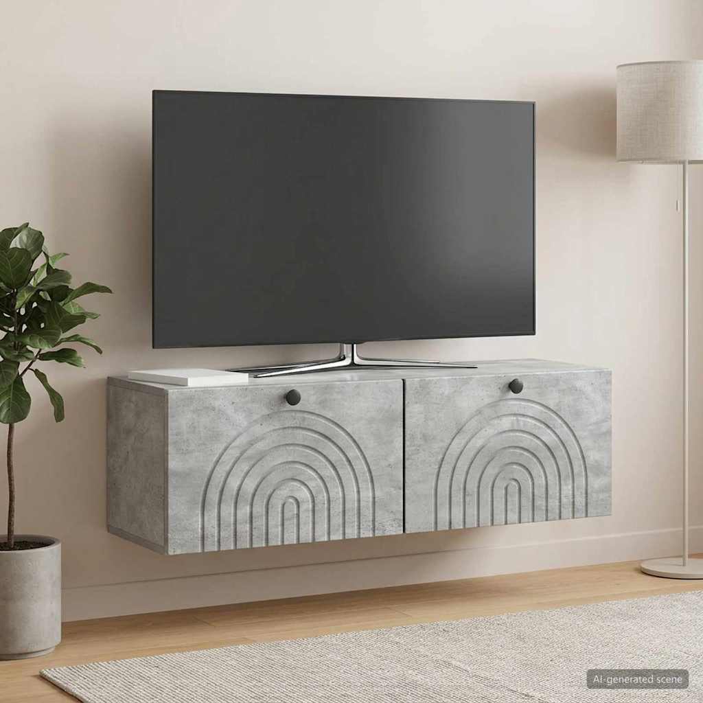 vidaXL Szafka RTV montowana na ścianie Betonowy szary 98 x 31 x 30 cm