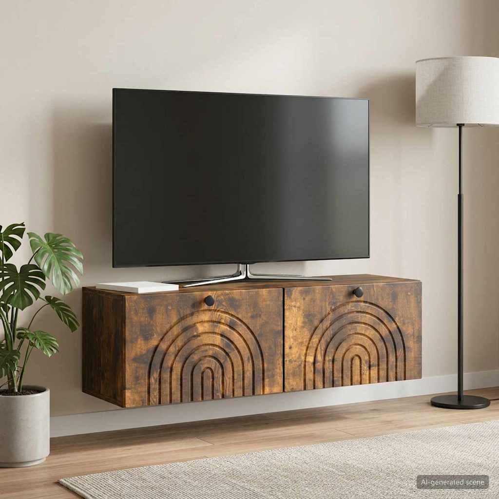 vidaXL Szafka RTV montowana na ścianie Dąb wędzony 98 x 31 x 30 cm