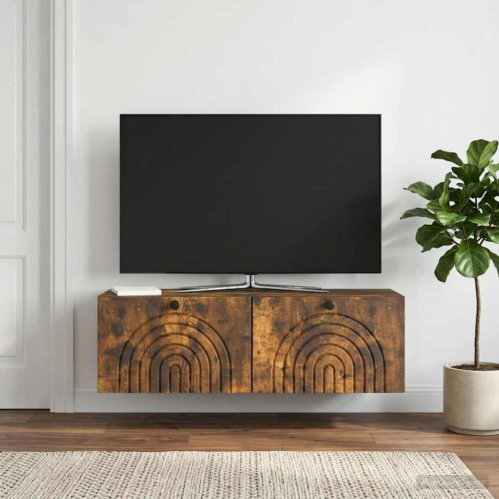 vidaXL Szafka RTV montowana na ścianie Dąb wędzony 98 x 31 x 30 cm