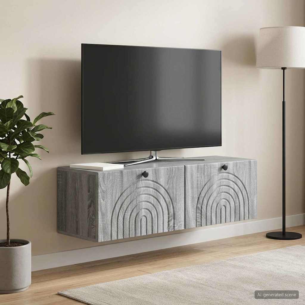 vidaXL Szafka RTV montowana na ścianie Szary Sonoma 98 x 31 x 30 cm