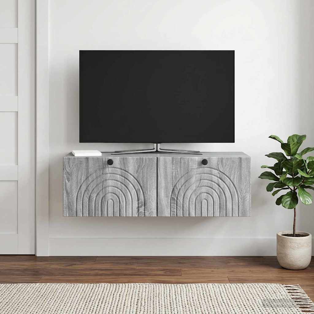 vidaXL Szafka RTV montowana na ścianie Szary Sonoma 98 x 31 x 30 cm