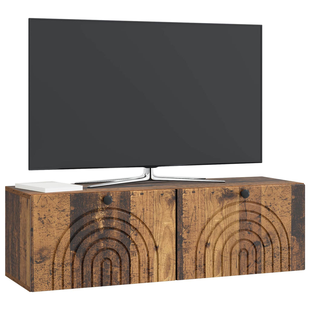 vidaXL Szafka RTV montowana na ścianie Stare drewno 98 x 31 x 30 cm