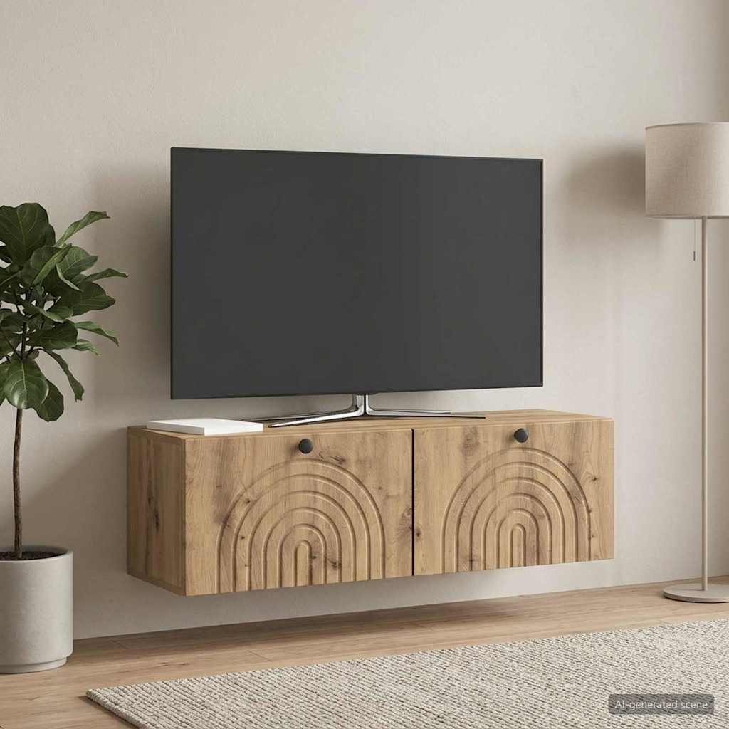 vidaXL Szafka RTV montowana na ścianie 98 x 31 x 30 cm Dąb artisan