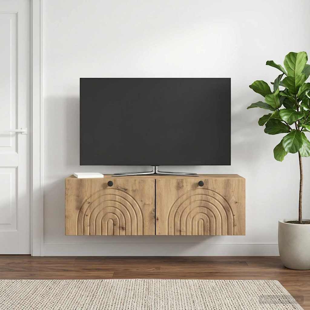 vidaXL Szafka RTV montowana na ścianie 98 x 31 x 30 cm Dąb artisan