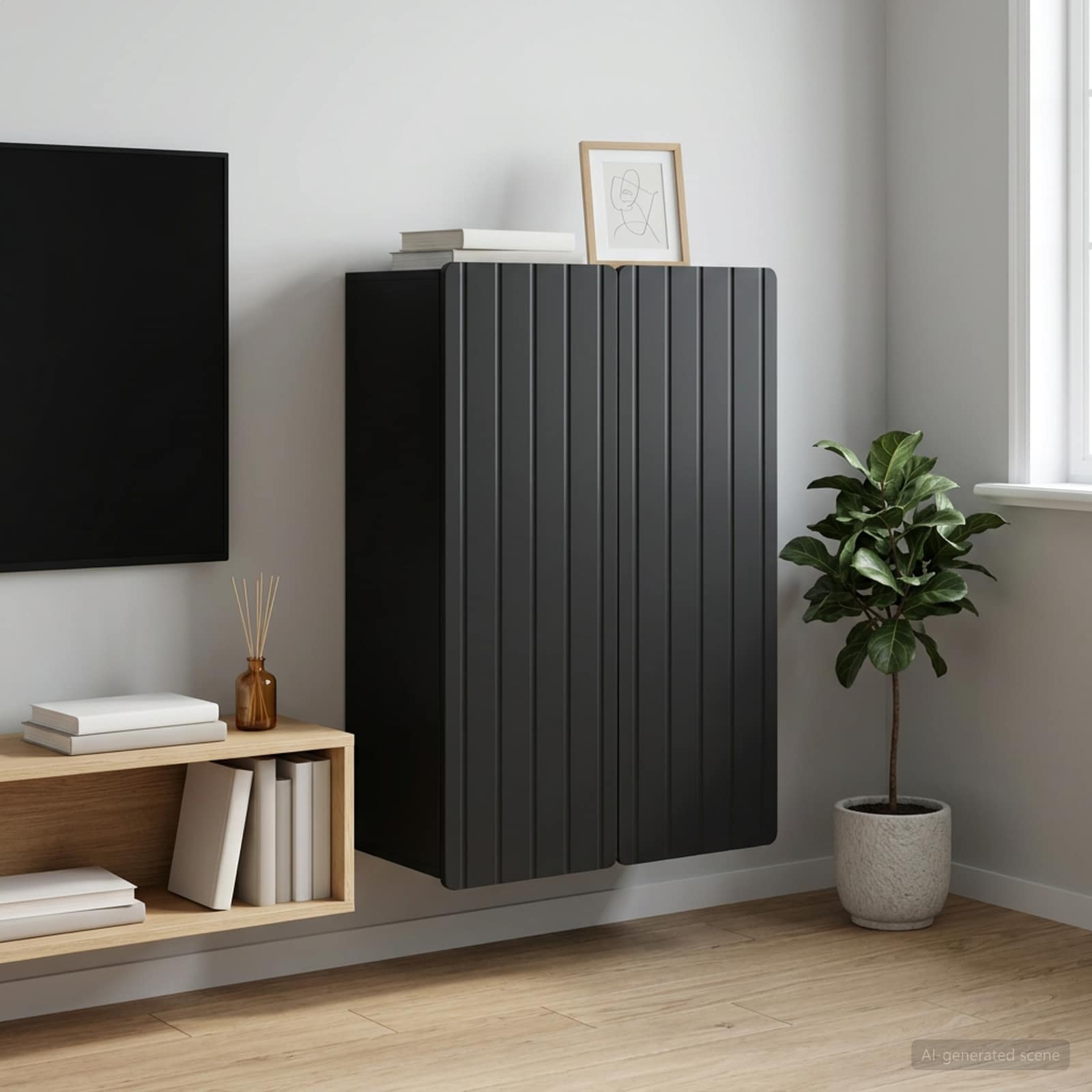 vidaXL Szafka ścienna Czarny 66 x 34,5 x 92 cm Drewno inżynieryjne