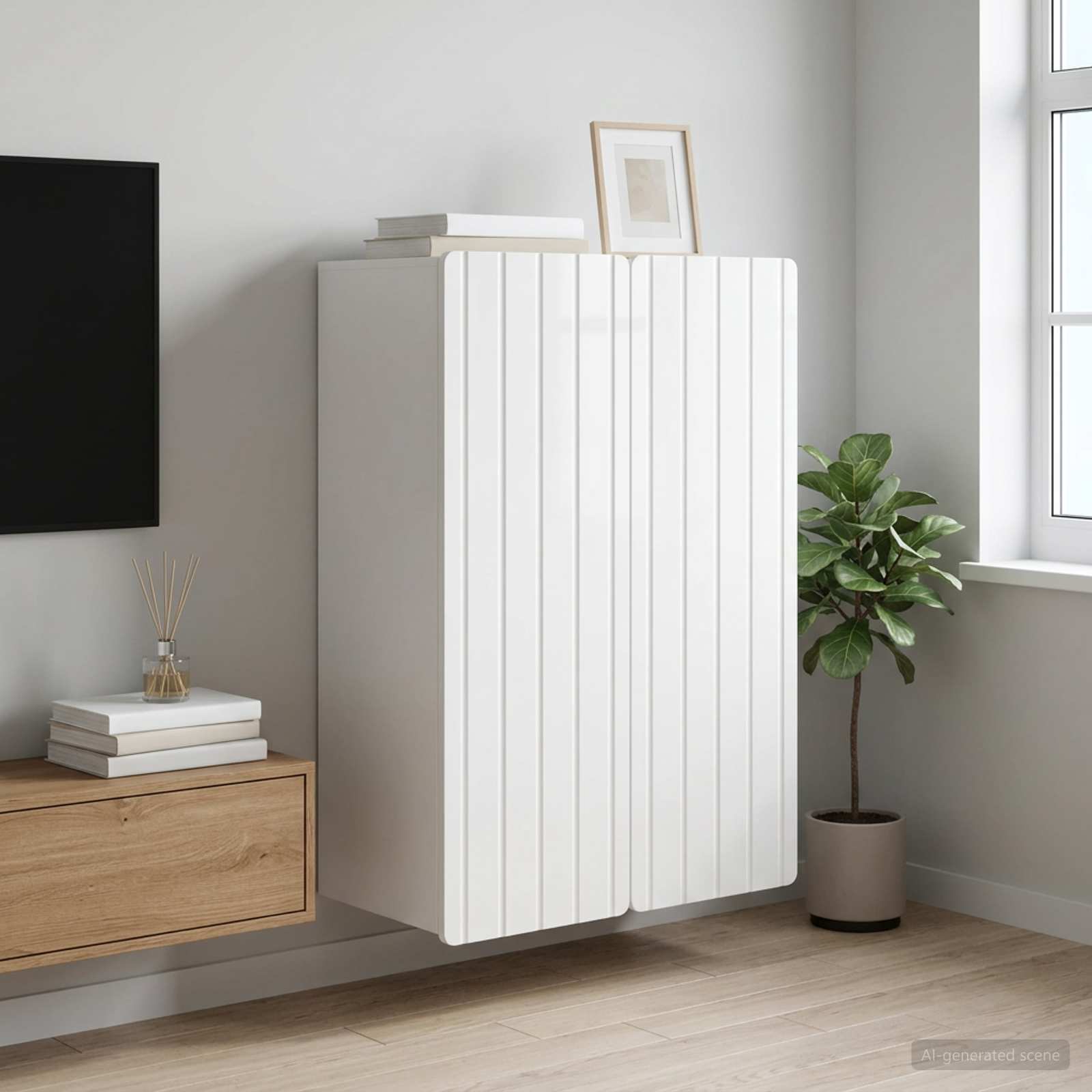 vidaXL Szafka ścienna Biały wysoki połysk 66 x 34,5 x 92 cm