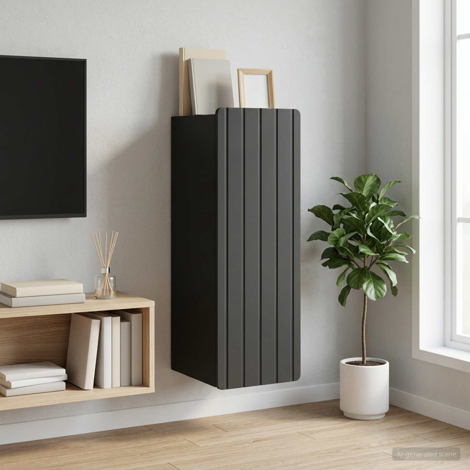 vidaXL Szafka ścienna Czarny 33 x 34,5 x 94 cm Drewno inżynieryjne