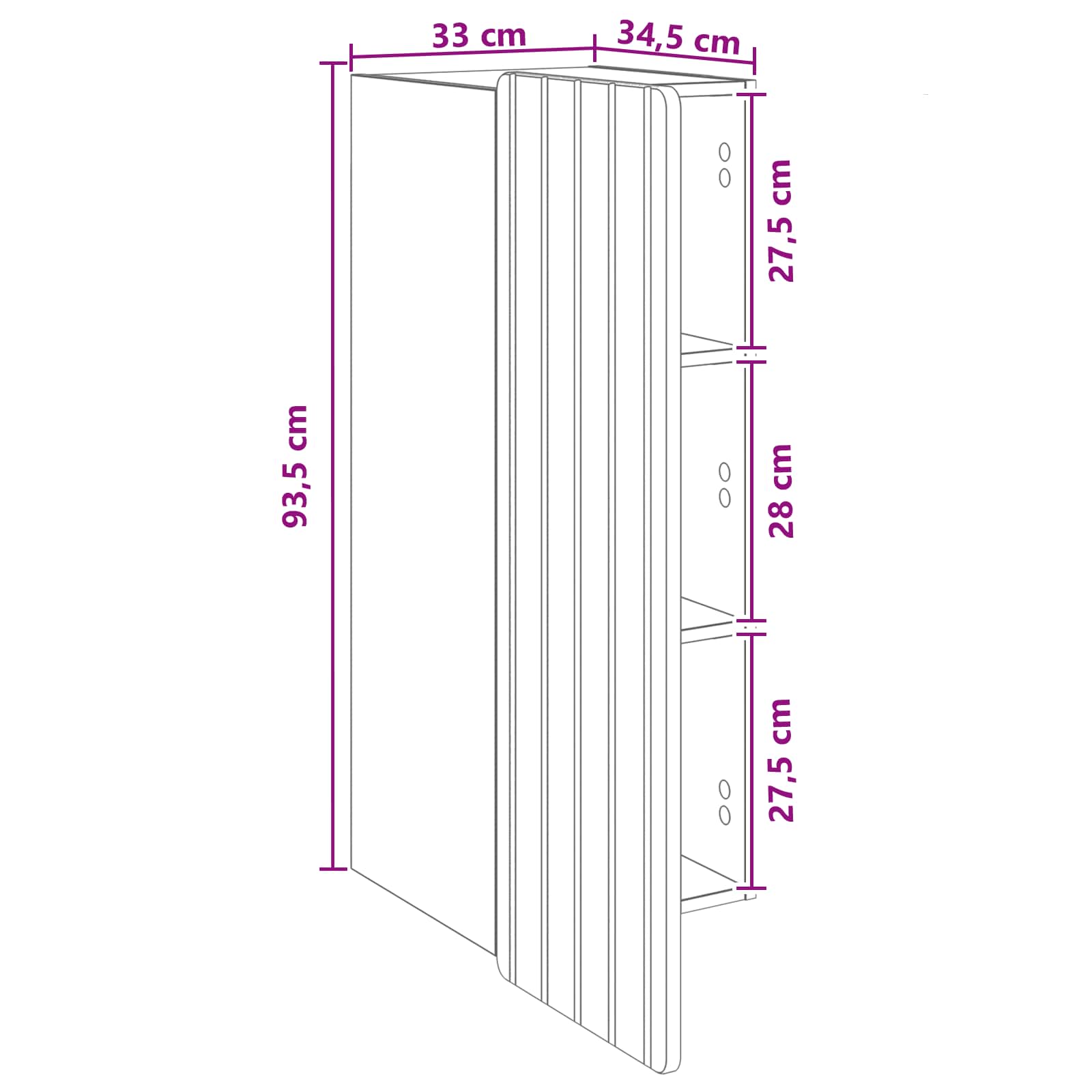 vidaXL Szafka ścienna dąb Sonoma 33 x 34,5 x 94 cm Drewno inżynieryjne