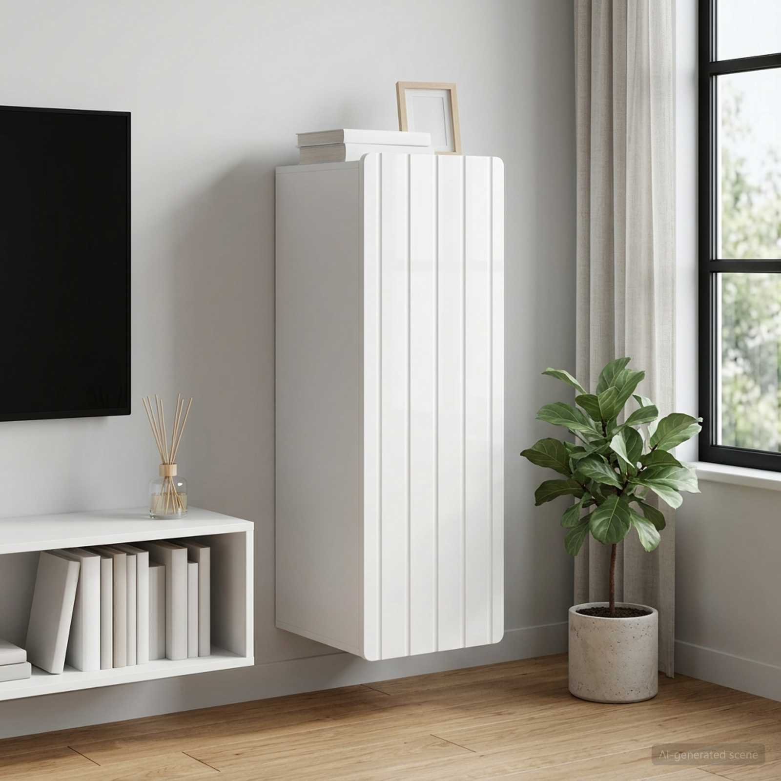 vidaXL Szafka ścienna Biały wysoki połysk 33 x 34,5 x 94 cm
