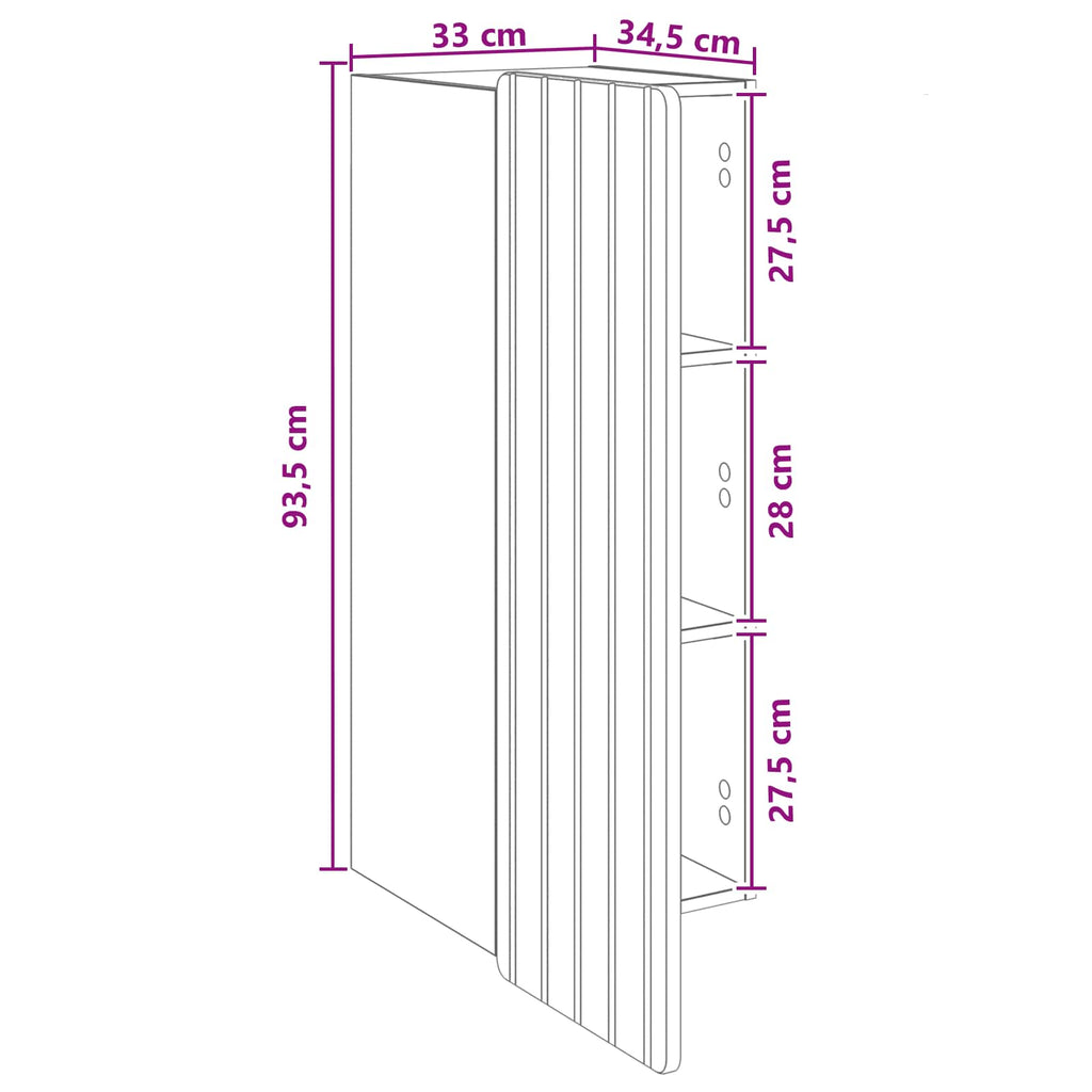 vidaXL Szafka ścienna 33 x 34,5 x 94 cm Drewno inżynieryjne