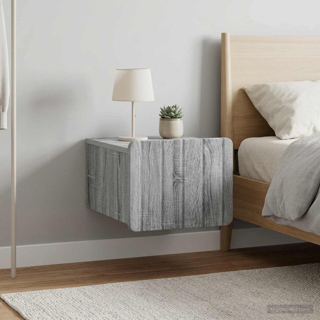 vidaXL Wisząca Szafka Nocna 2 szt. Szary Sonoma 33 x 34,5 x 24 cm