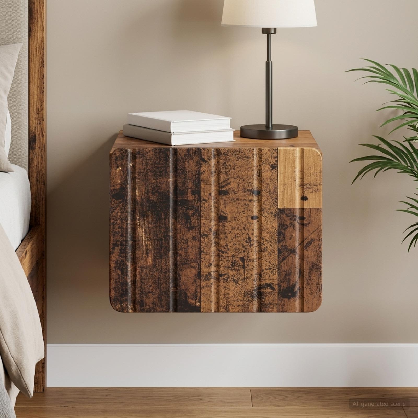 vidaXL Wisząca Szafka Nocna z szufladą Stare drewno 33 x 34,5 x 24 cm