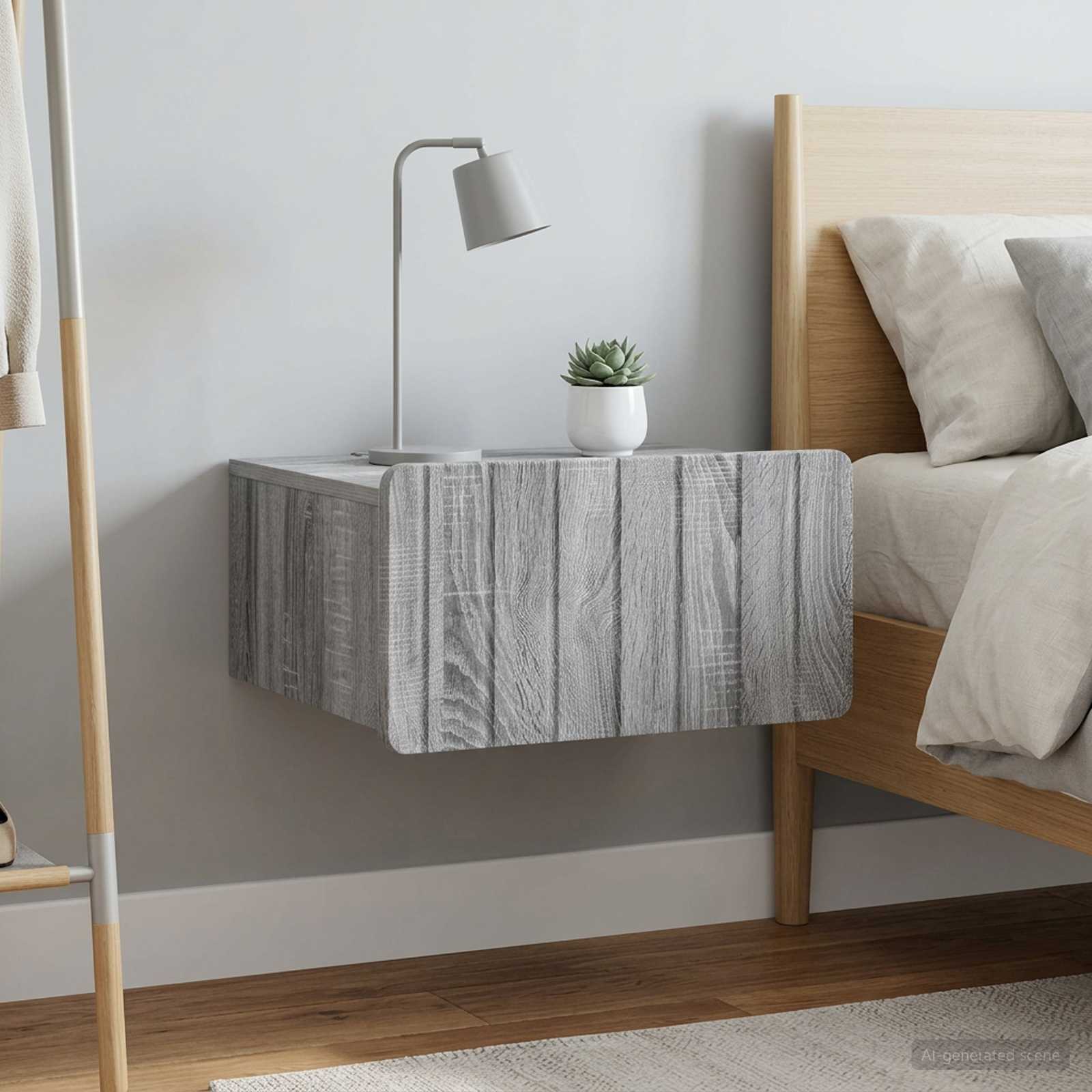 vidaXL Wisząca Szafka Nocna 2 szt. Szary Sonoma 49 x 34,5 x 24 cm