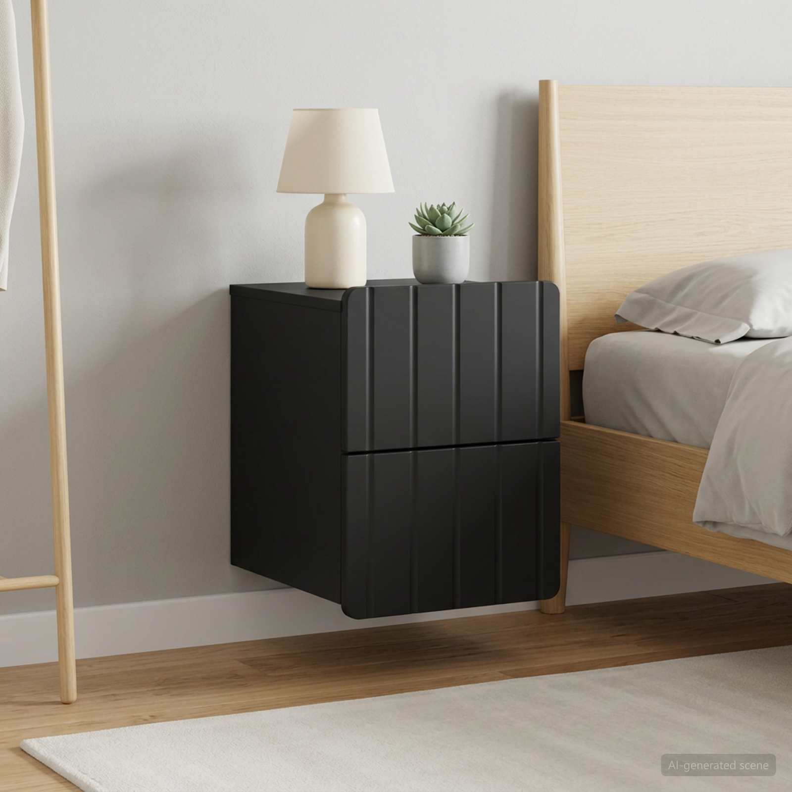 vidaXL Wisząca Szafka Nocna 2 szt. Czarny 33 x 34,5 x 43 cm