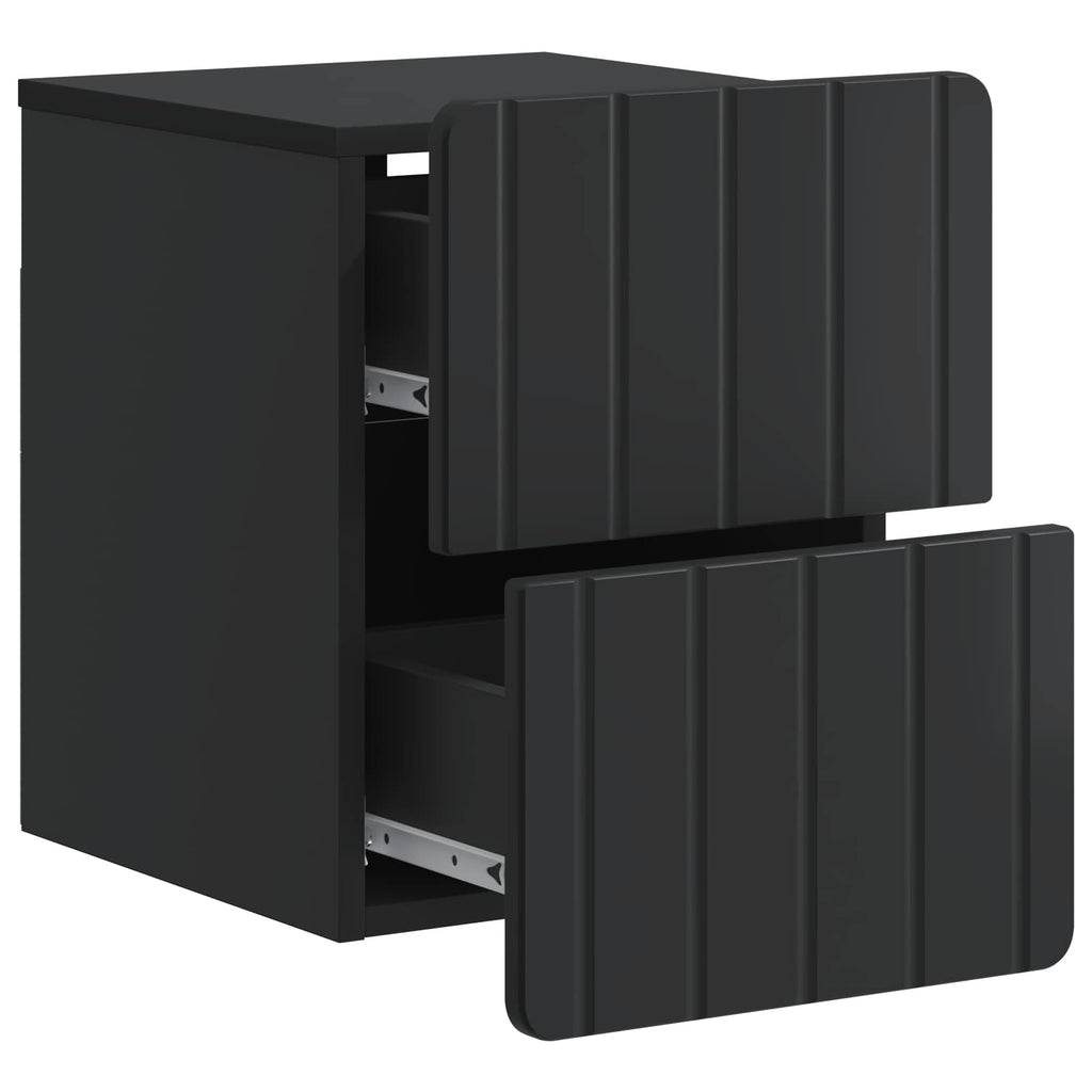 vidaXL Wisząca Szafka Nocna z szufladą 2 pcs Czarny 33 x 34,5 x 43 cm