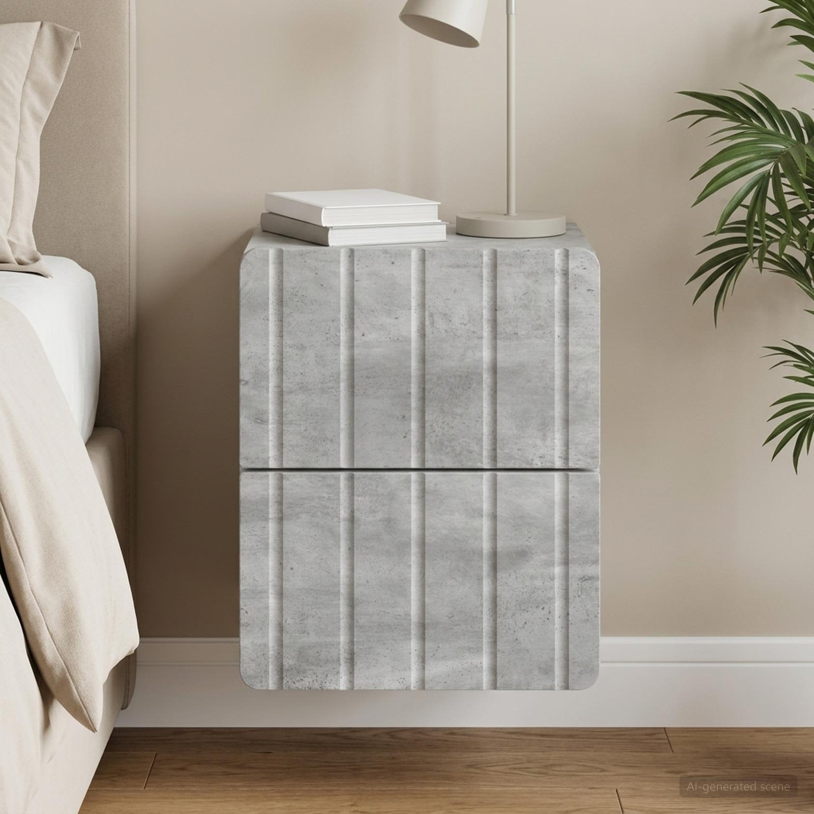 vidaXL Wisząca Szafka Nocna Betonowy szary 33 x 34,5 x 43 cm
