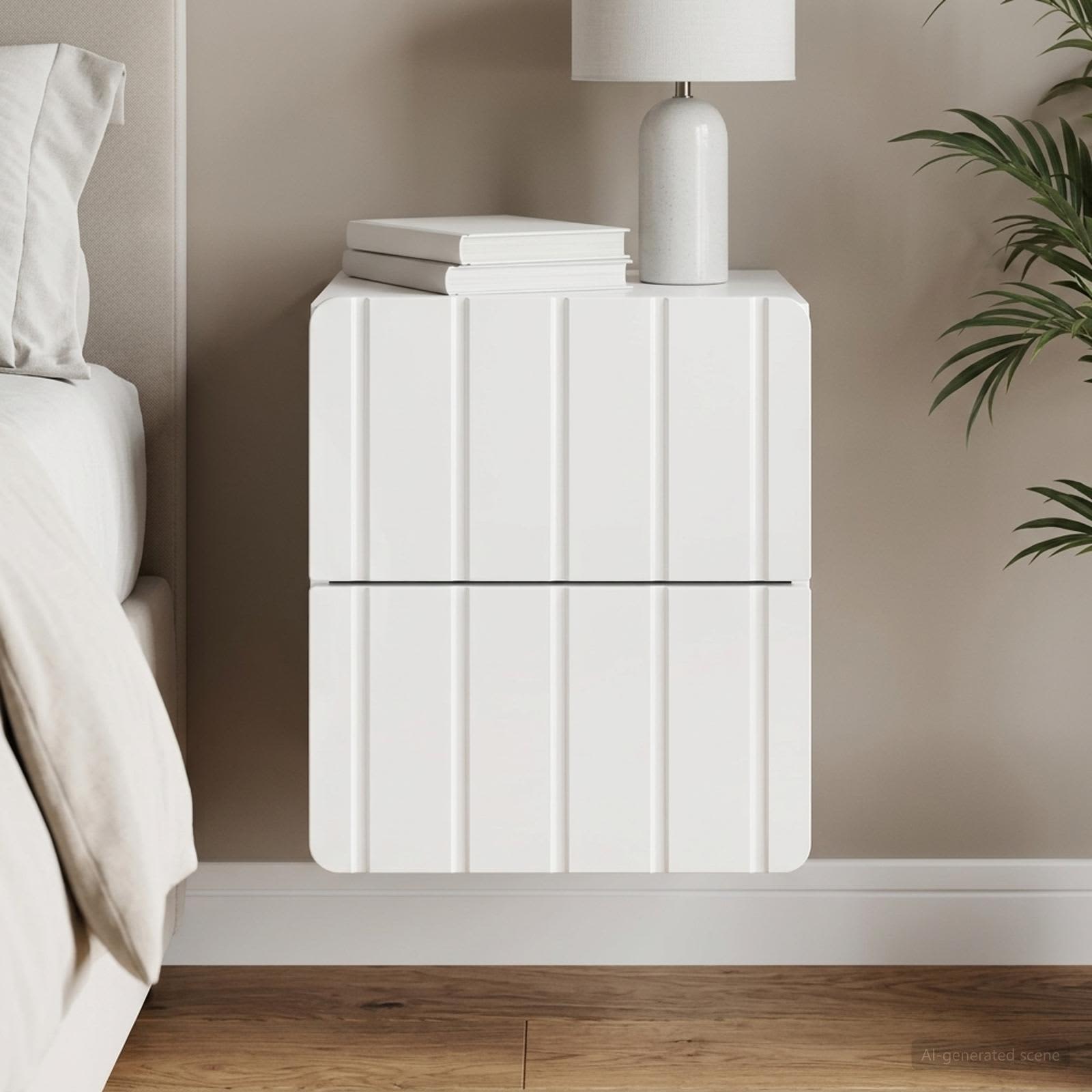 vidaXL Wisząca Szafka Nocna Biały wysoki połysk 33 x 34,5 x 43 cm