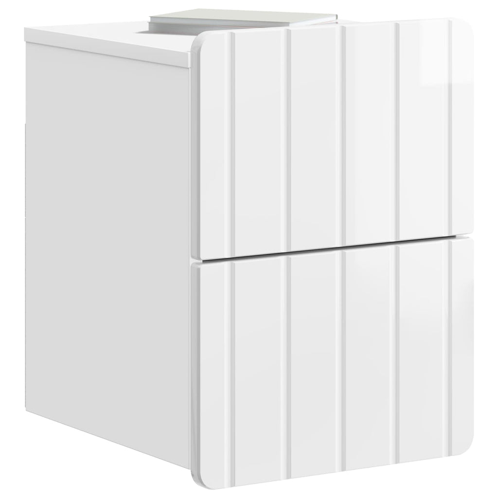 vidaXL Wisząca Szafka Nocna Biały wysoki połysk 33 x 34,5 x 43 cm