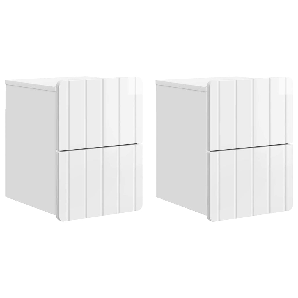 vidaXL Wisząca Szafka Nocna z szufladą 2 pcs Biały wysoki połysk