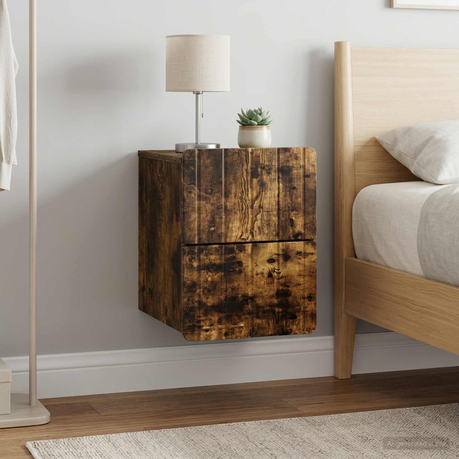 vidaXL Wisząca Szafka Nocna 2 szt. Dąb wędzony 33 x 34,5 x 43 cm