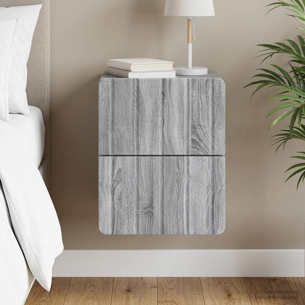 vidaXL Wisząca Szafka Nocna z szufladą Szary Sonoma 33 x 34,5 x 43 cm