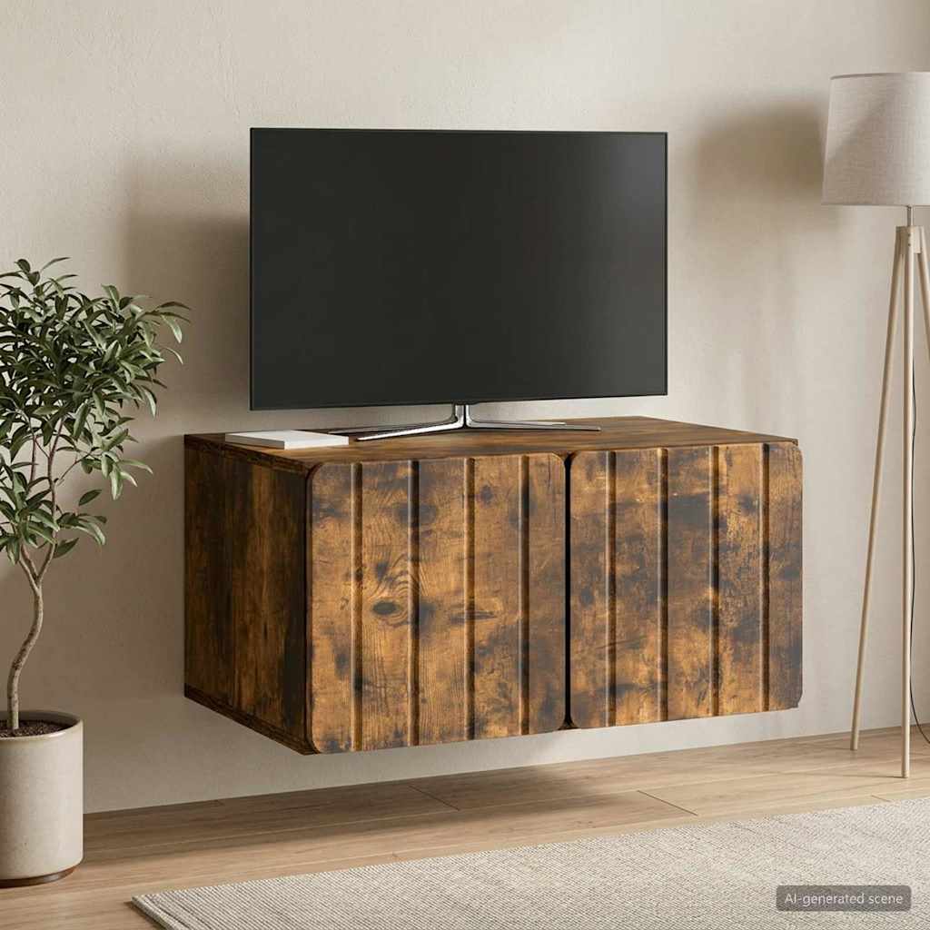 vidaXL Szafka RTV montowana na ścianie 59,5 x 41 x 30 cm Dąb wędzony