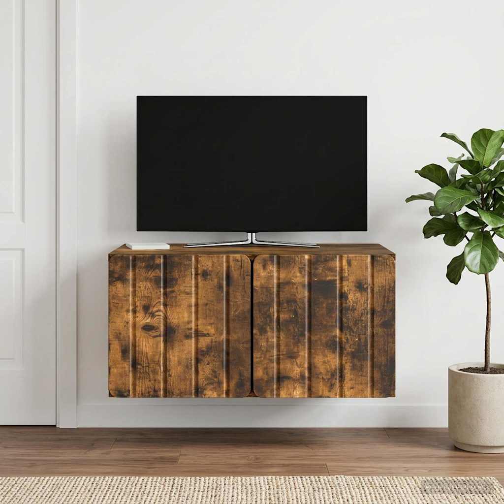 vidaXL Szafka RTV montowana na ścianie 59,5 x 41 x 30 cm Dąb wędzony